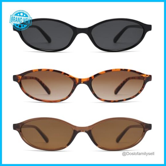 Retro Oval Cat Eye Sunglasses Y2K Trendy Narrow Sunnies Designer Style main image 7